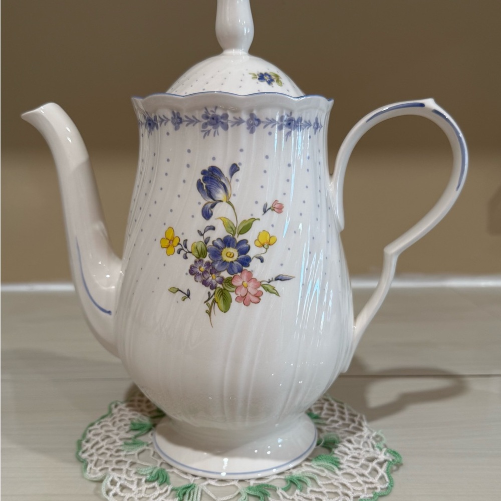 Nikko Blue Peony Floral Porcelain Teapot with lid…Blue and Yellow Accents